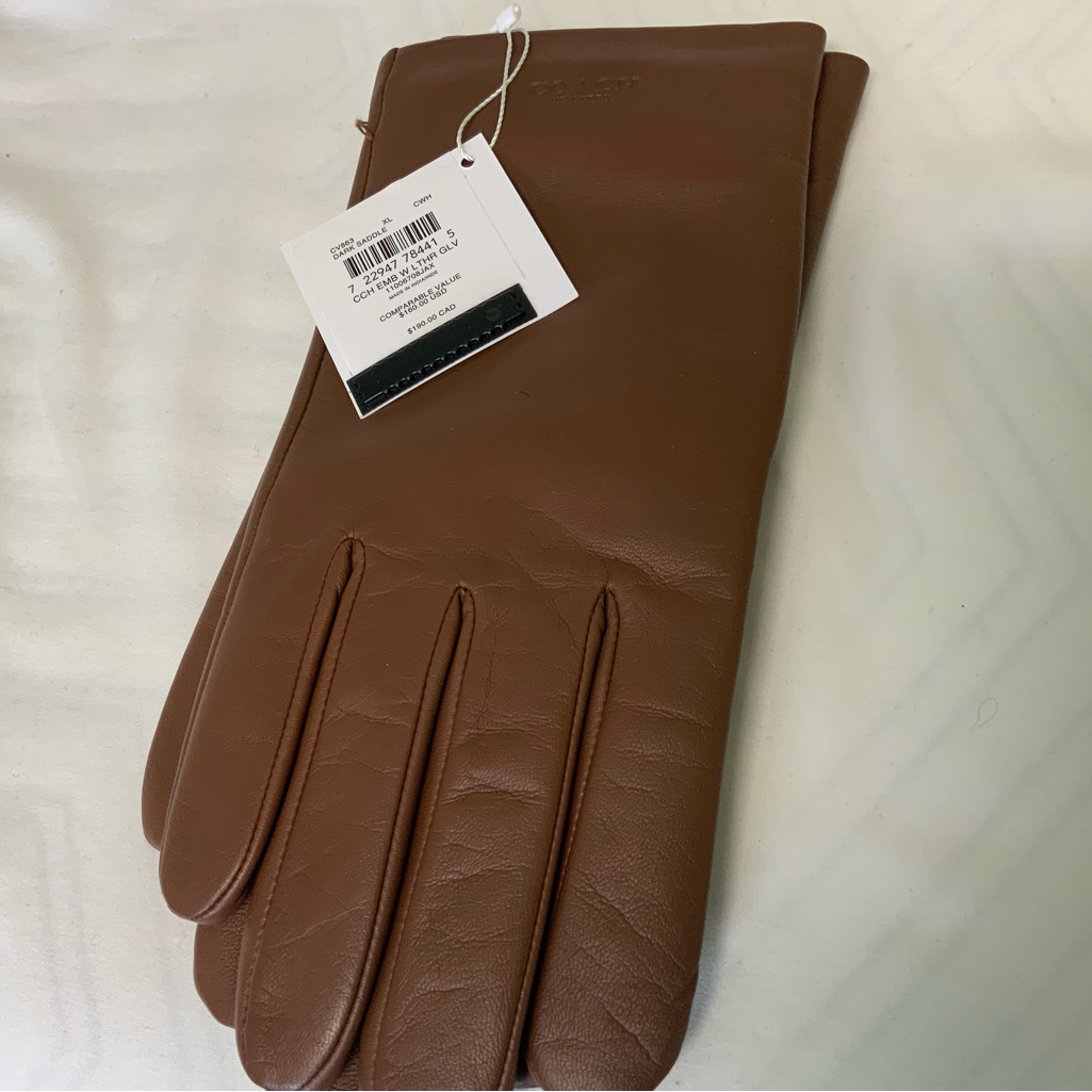 Coach Men’s Leather Gloves Dark Saddle Brand New